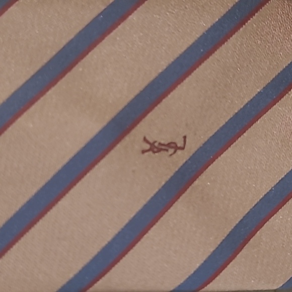 YSL MONOGRAM LOGO SATIN STRIPED NECK TIE - Picture 3 of 5